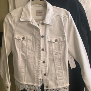 NWT- LIVERPOOL WHITE LACED DENIM JACKET